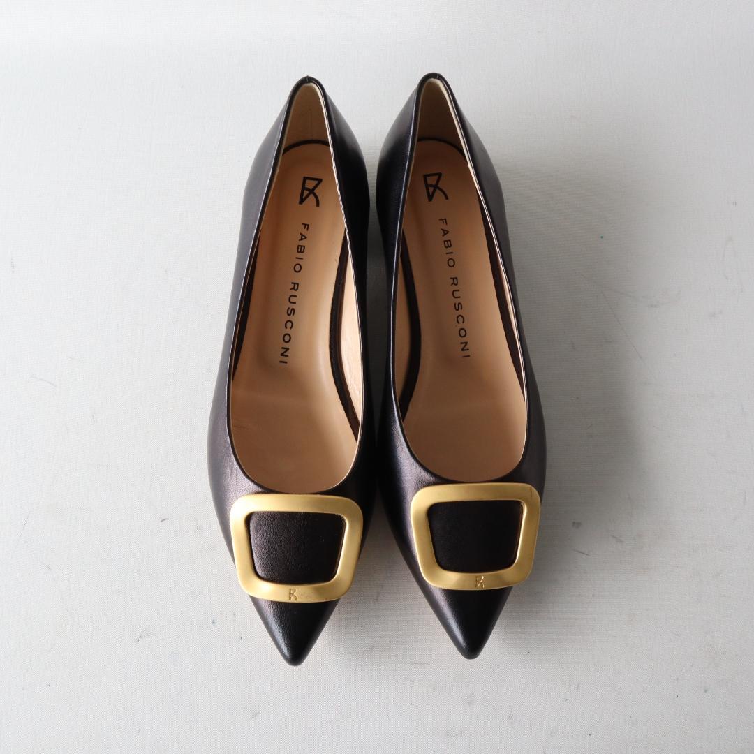 ほぼ未使用/現行ロゴ ファビオルスコーニ バックルフラットシューズ36