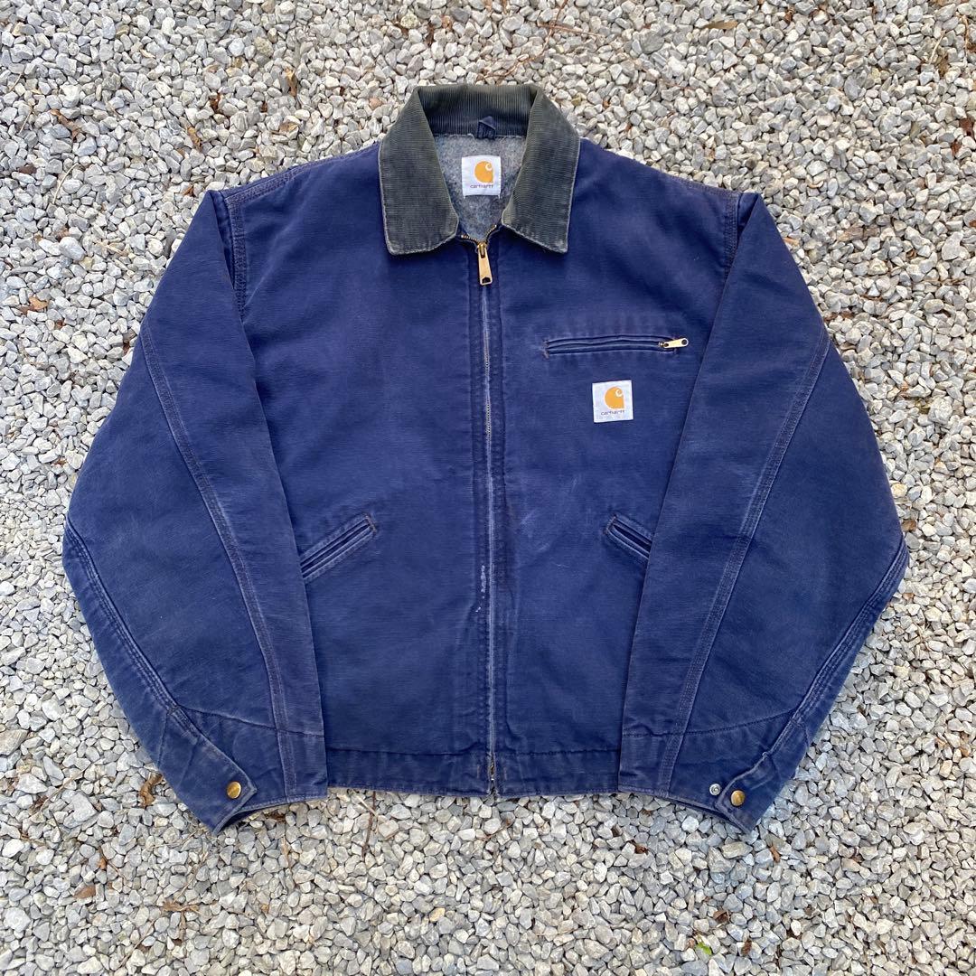 80sCarhartt カーハートデトロイトジャケットUSA製ブルーネイビー