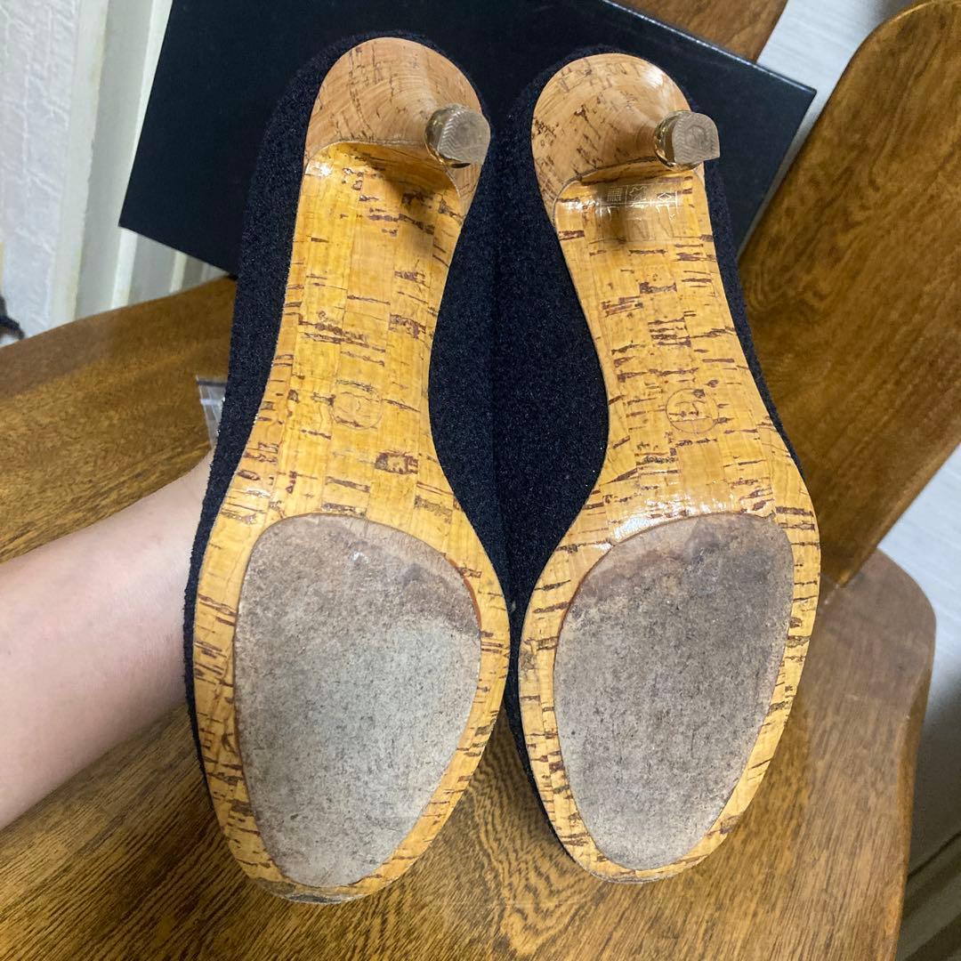 CHANEL パンプス ☆ココマーク ラインストーン、ツィード、38.5サイズ