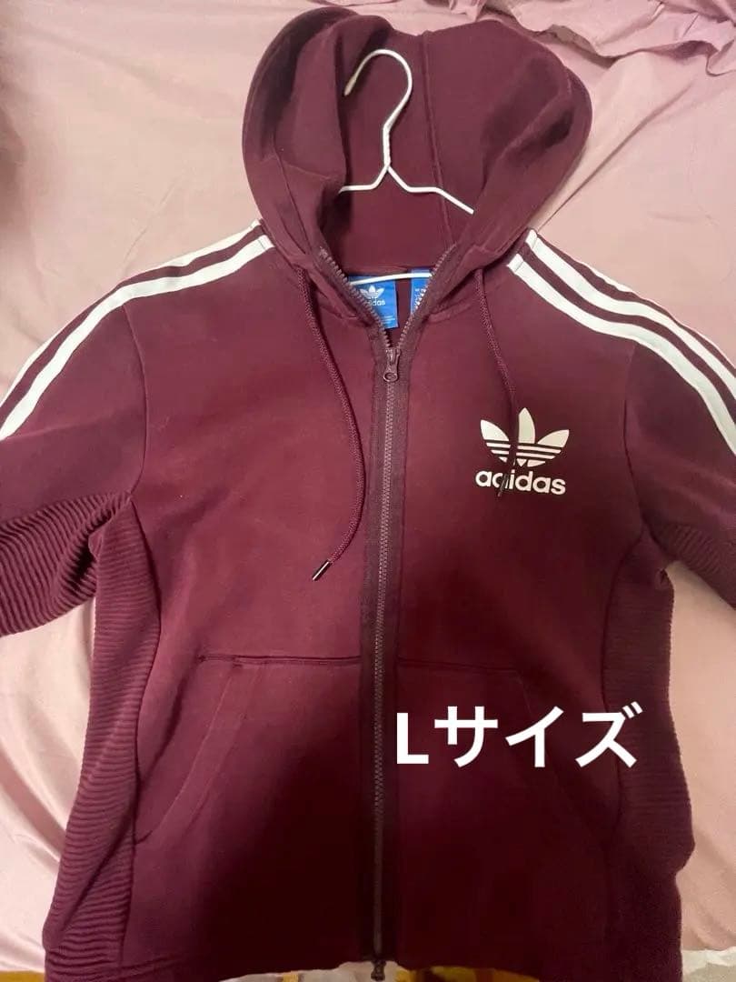 adidas バーガンディ オリジナルス トラックジャケット パーカー