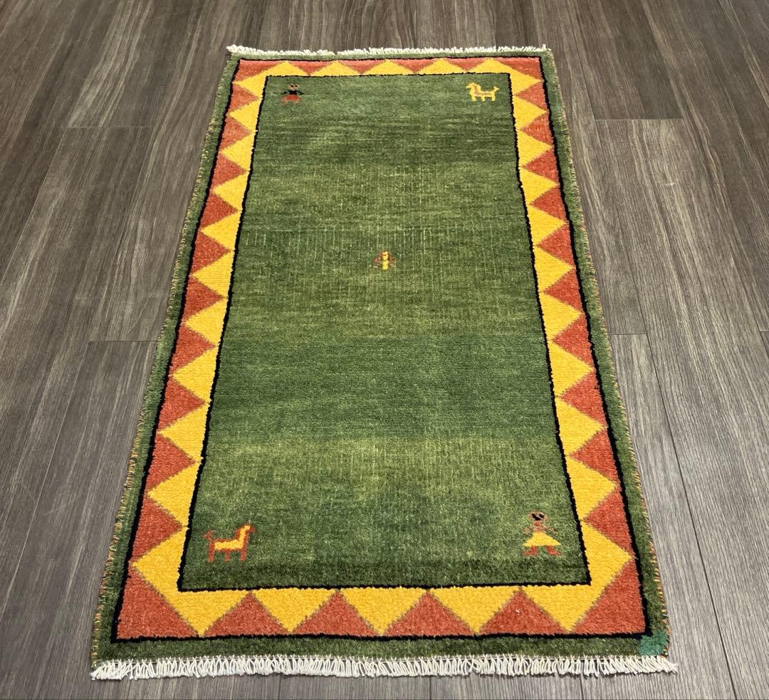 ヴィンテージ トライバルラグペルシアギャッベ手織り絨毯 140cmx72cm