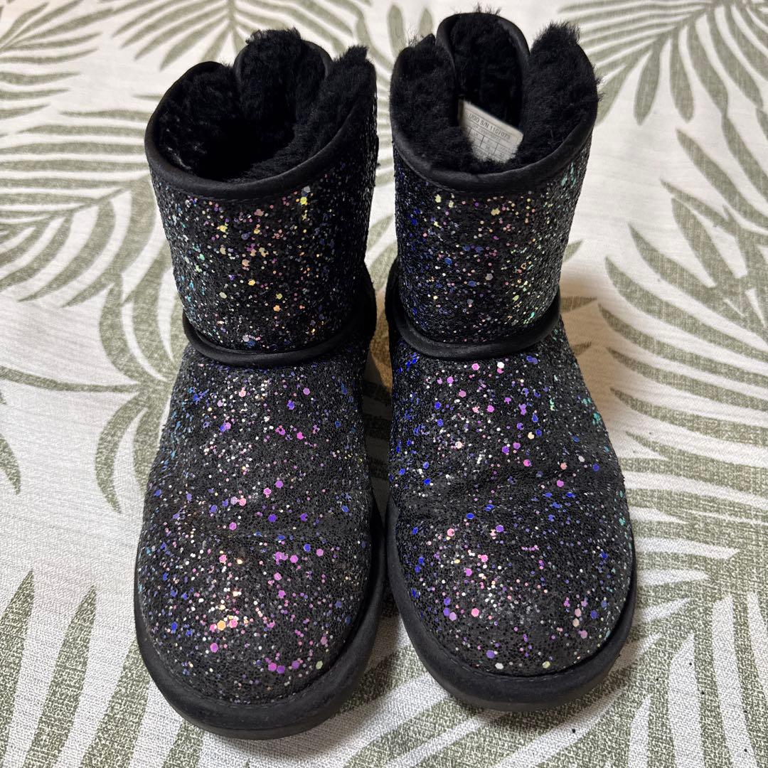 アグ UGG スパンコール ムートンブーツ ブラック ラメ グリッター 22cm