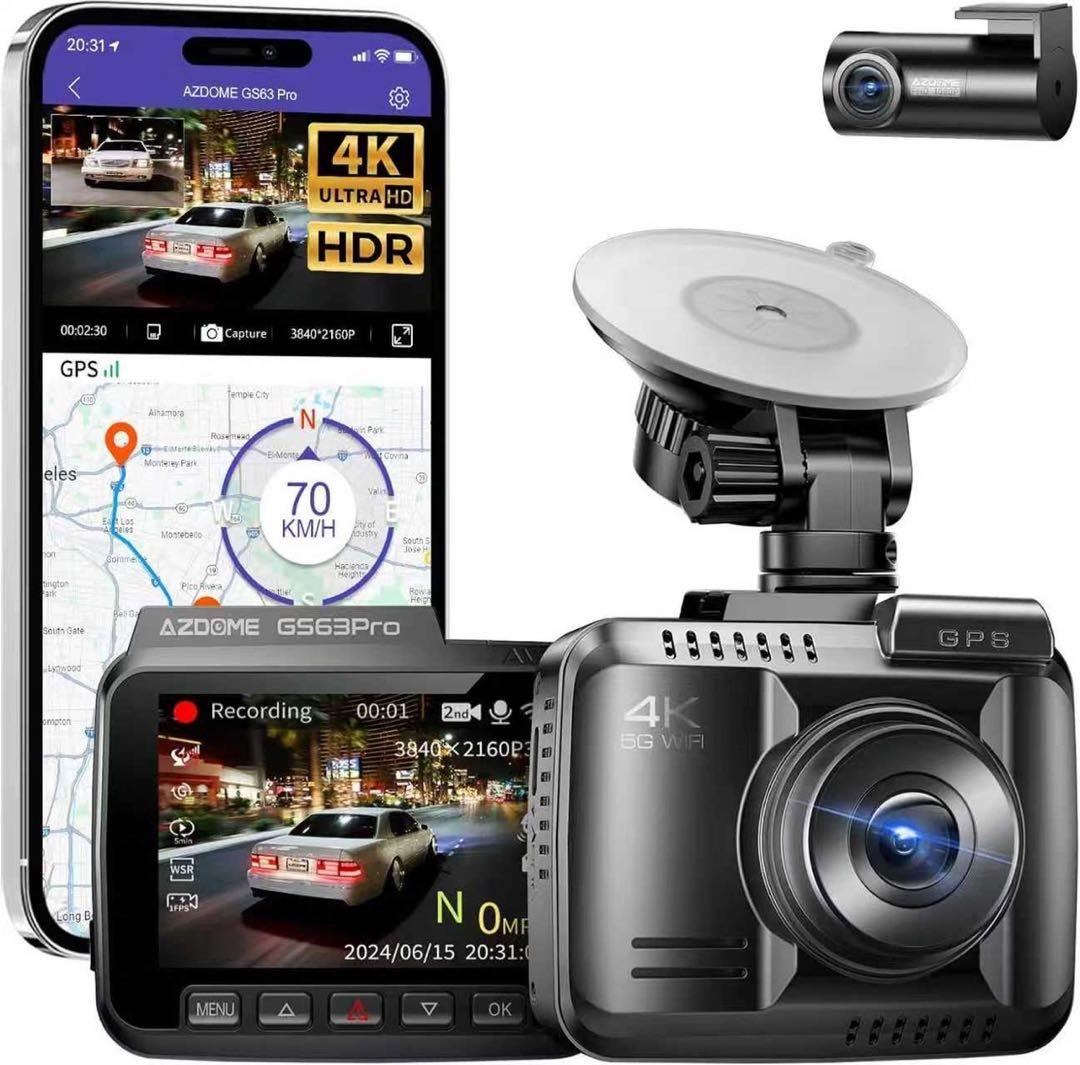 12. ドライブレコーダー 前後2カメラ 4K GPS WiFi 128GB内蔵 ドライブレコーダー 前後 2カメラ 4K HD 1440P 800万画素 GPS WIFI