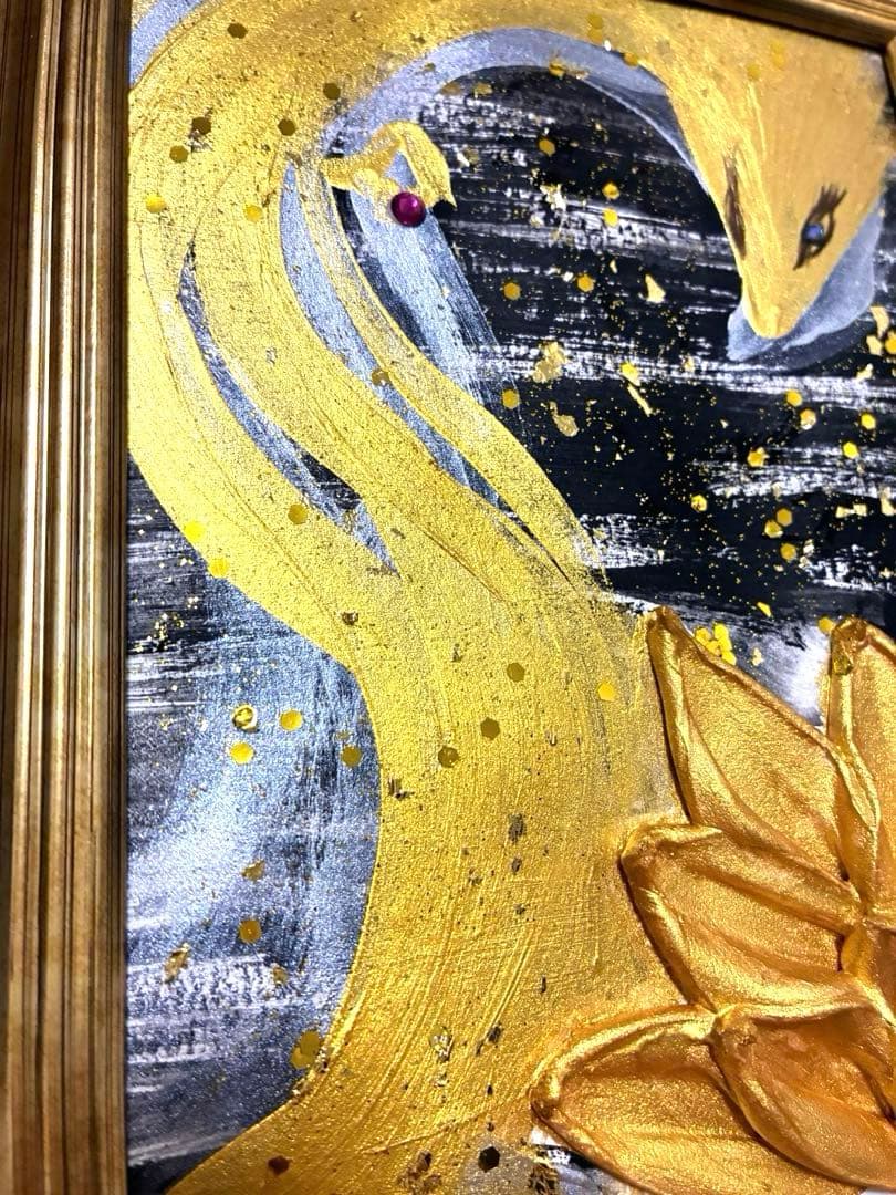 開運絵画 龍神様 金龍 蓮の花 財運 調和と安定 商売繁盛 金箔 - メルカリ