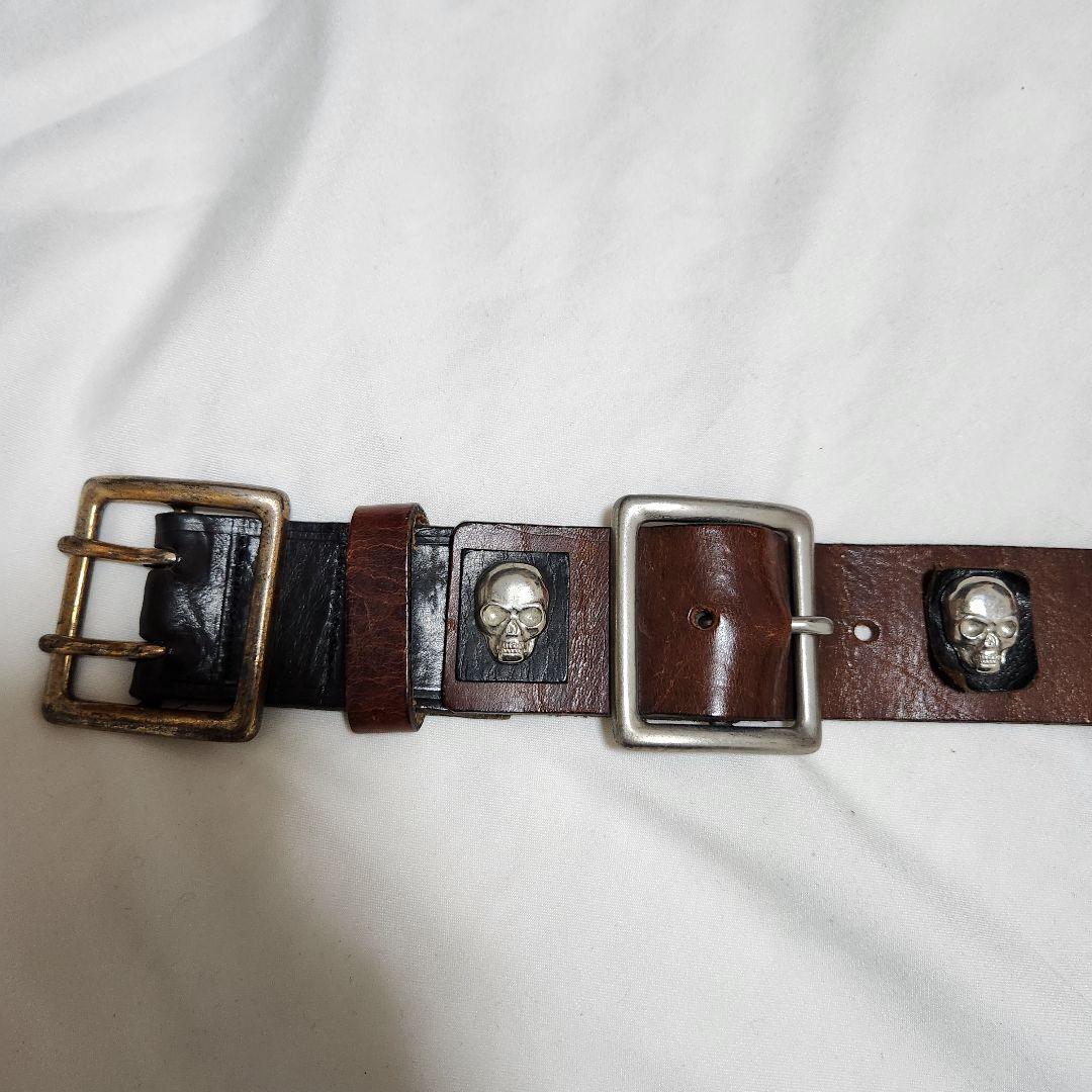 DSQUARED2 スカル コンチョ レザーベルト y2k 00s バイカラー - メルカリ