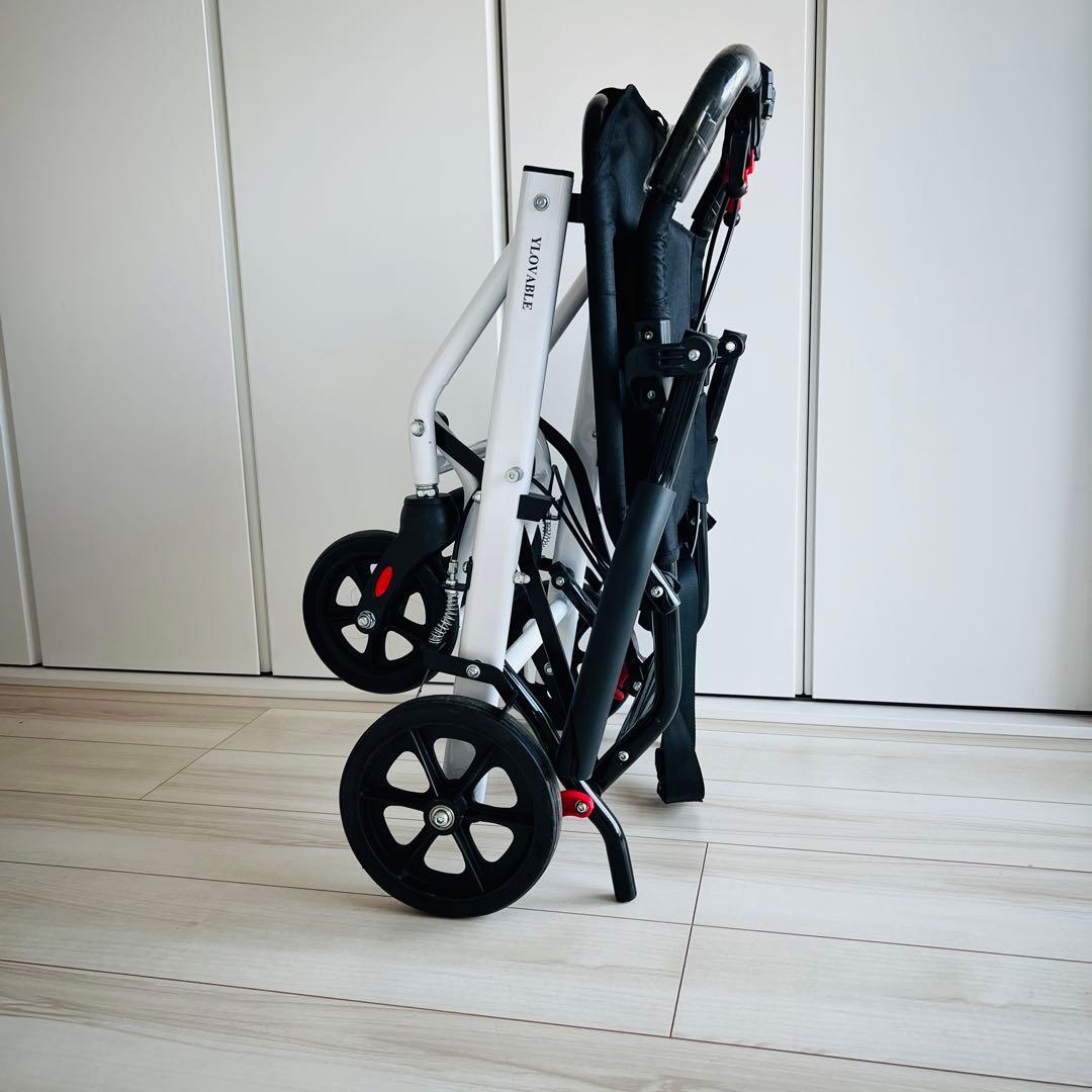 【良品】　介助式　車椅子（杖・説明書付き）／軽量