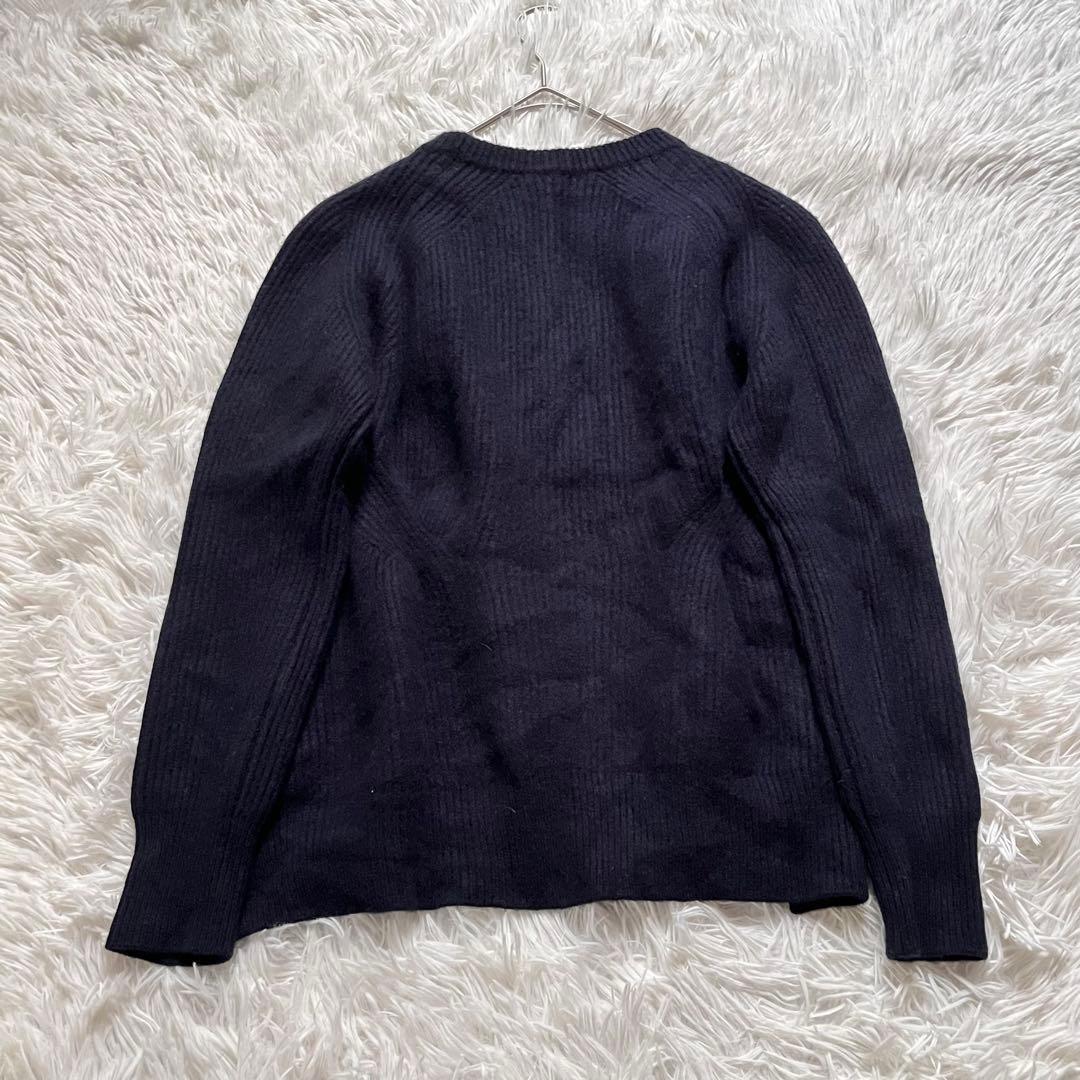 美品✨Drawer 現行 9Gアゼロングスリーブクルーニット ウールカシミヤ 紺
