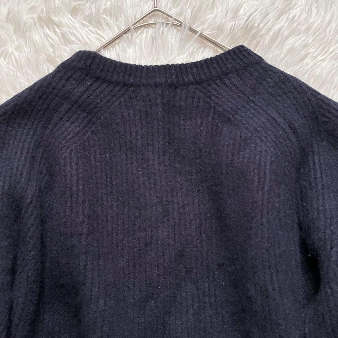 美品✨Drawer 現行 9Gアゼロングスリーブクルーニット ウールカシミヤ 紺