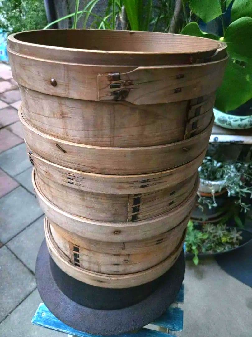 古民具 鉄製羽釜(蓋付き) ／ 和せいろ蒸し器 お餅つき用具