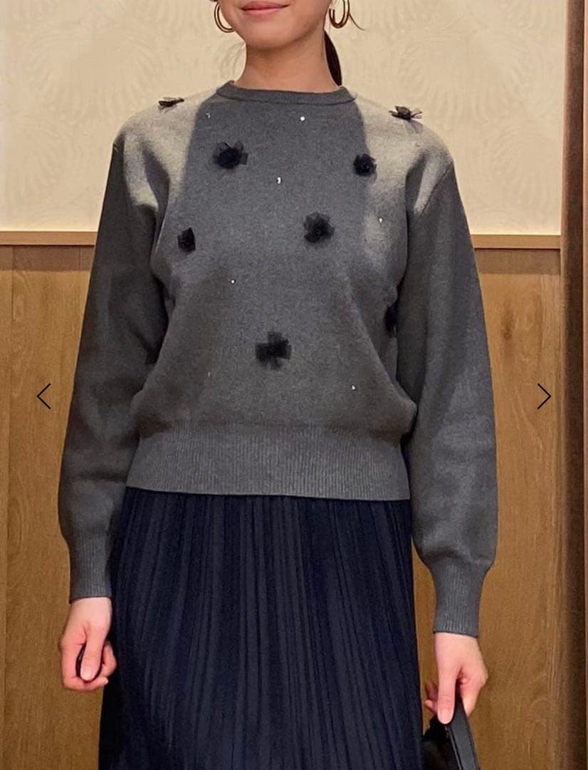 ユナイテッドアローズ コットンカシミヤビジューニット グレー 定価