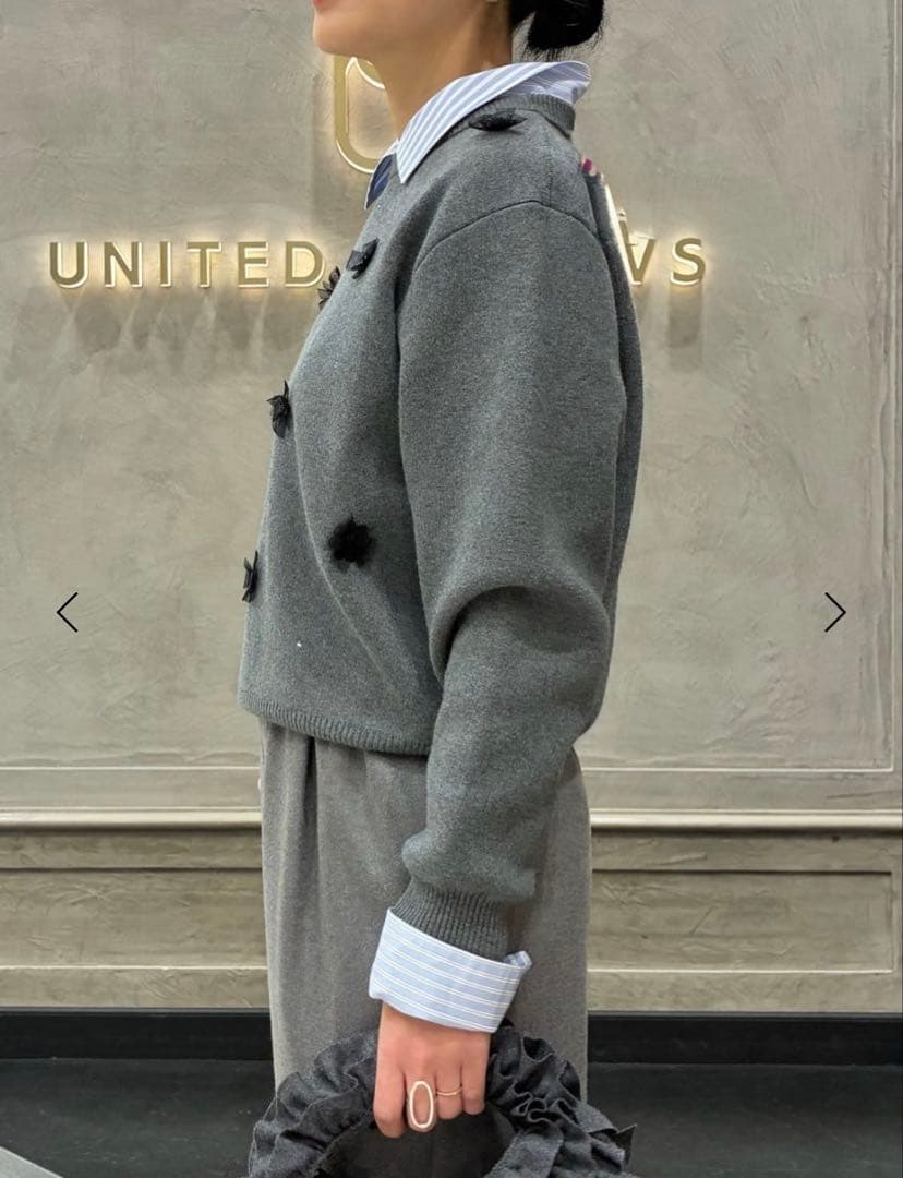 ユナイテッドアローズ コットンカシミヤビジューニット グレー 定価