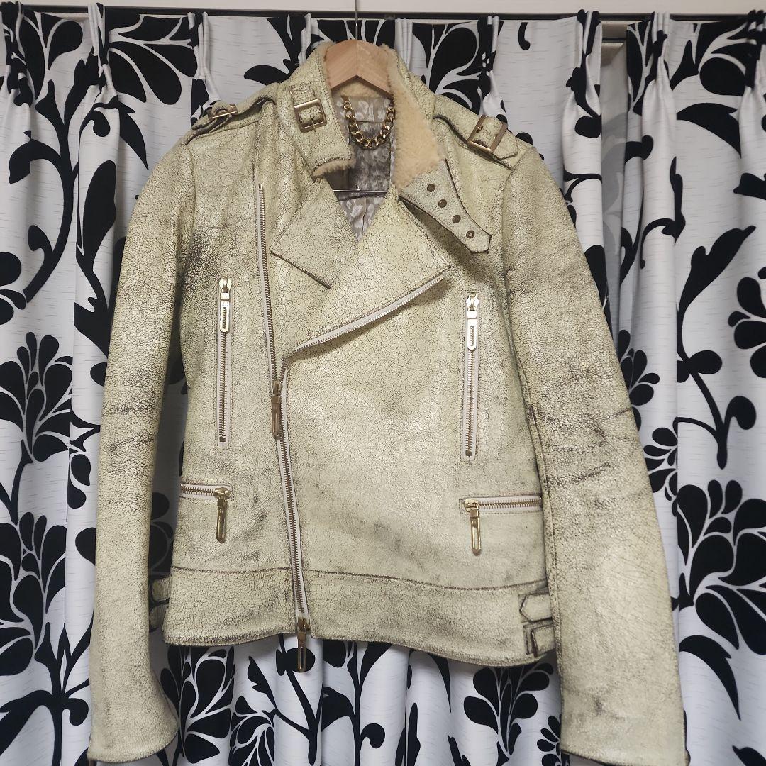 galaabenD ガラアーベント クラッシュ加工ダブルライダースジャケット