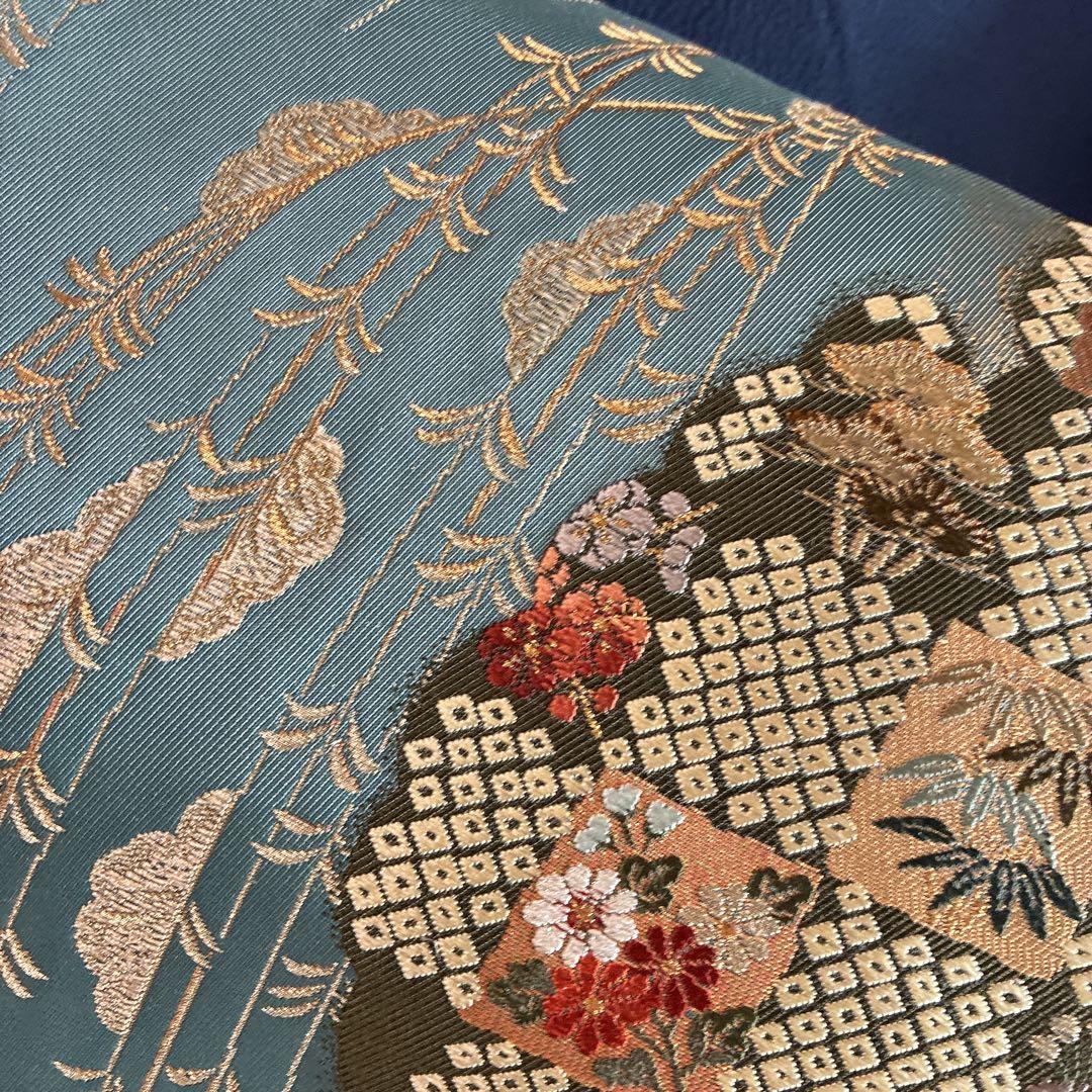 色無地　フルセット　着物　正絹　一つ紋　ブルー系　G4