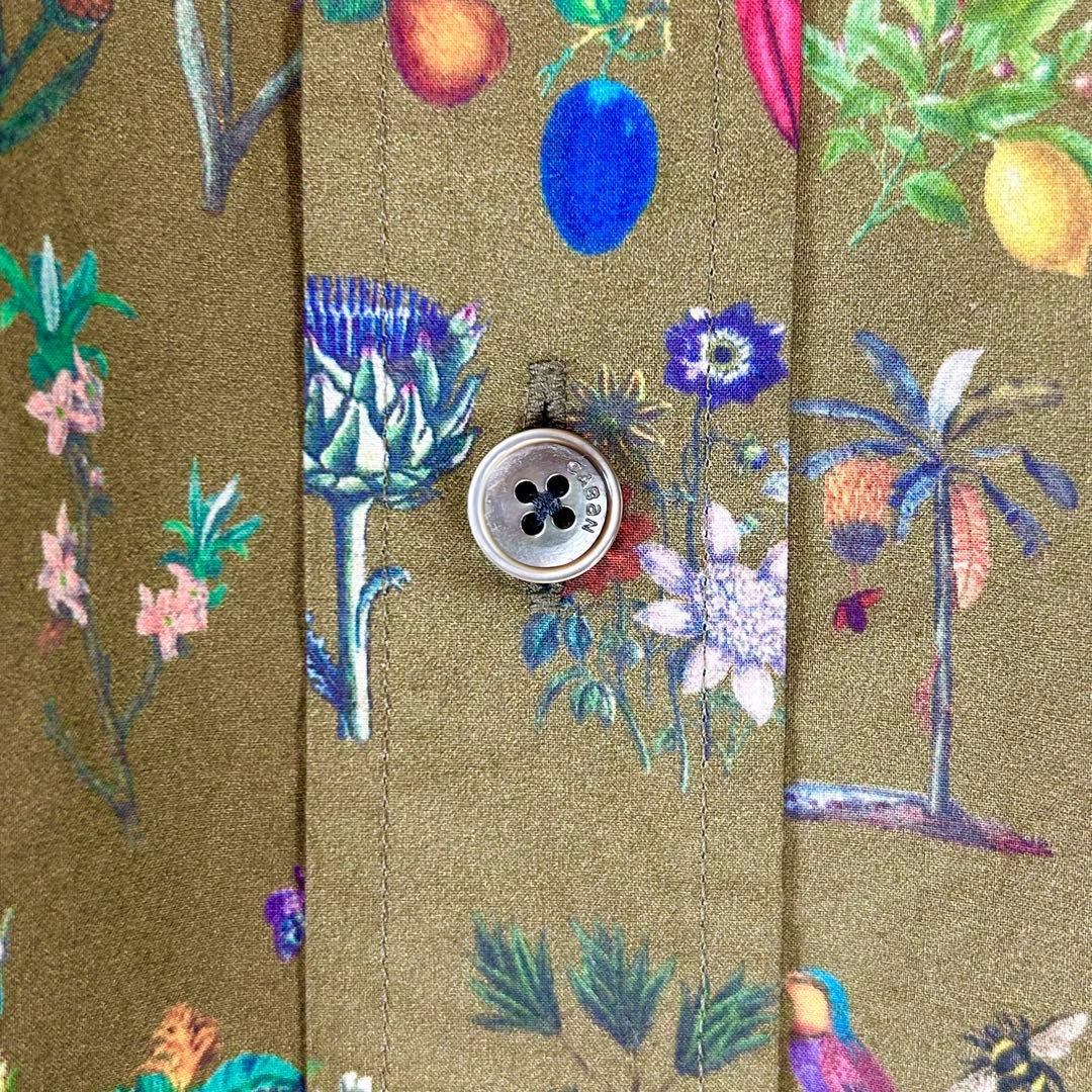 ✨極美品✨CABaN キャバン　コットン ボタニカルシャツ　Mサイズ　緑
