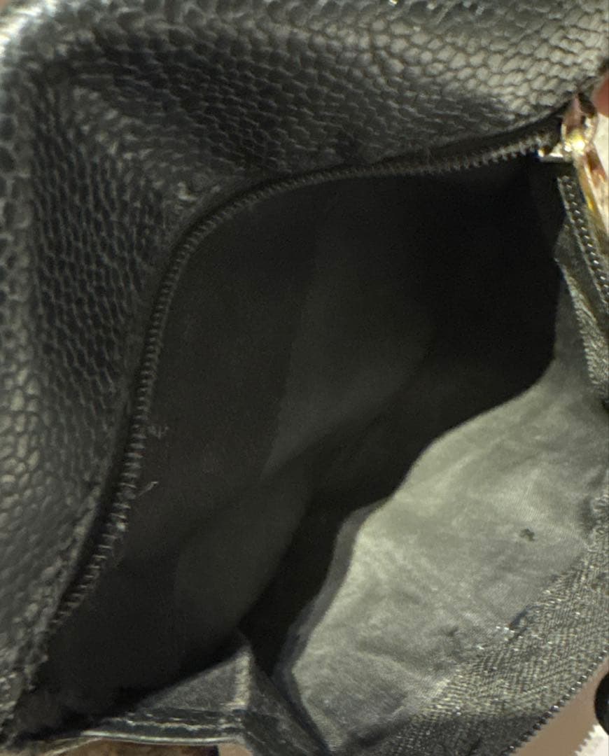 【CHANEL】シャネル　キャビアスキン　三つ折り財布　チェーンウォレット