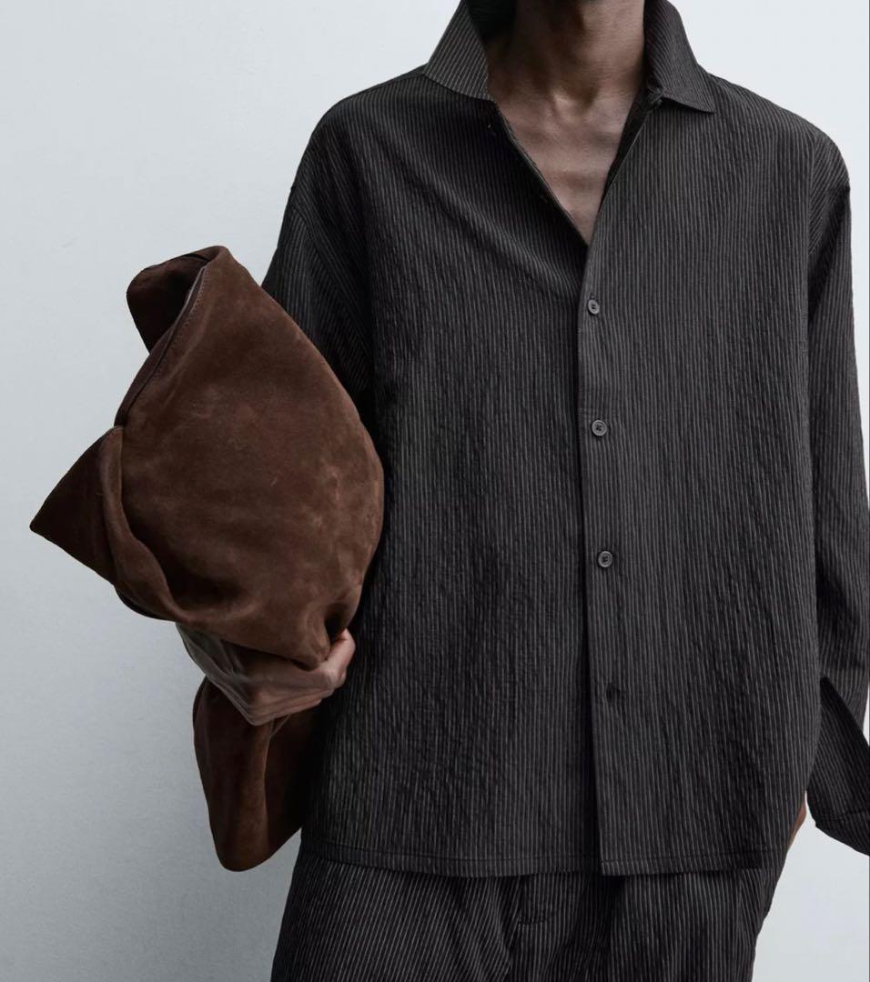 R*i様 【新品】ZARA ストライプ柄フルイドシャツ ブラック S - メルカリ