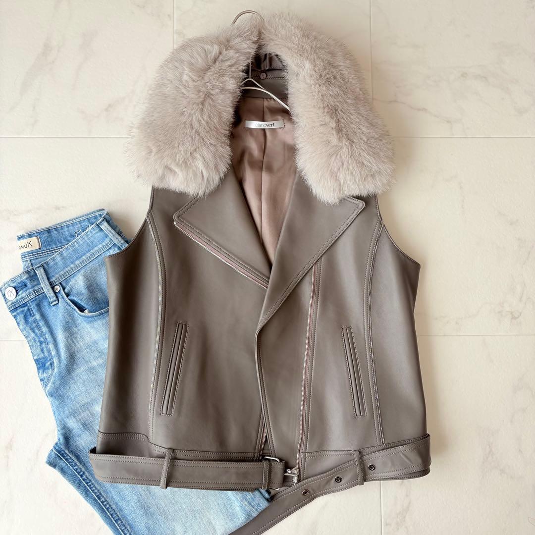 極美品✨《ブランベール 》フォックス　ダブルライダース ラムレザージレ　モニーレ