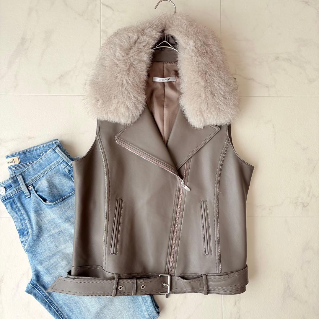 極美品✨《ブランベール 》フォックス　ダブルライダース ラムレザージレ　モニーレ