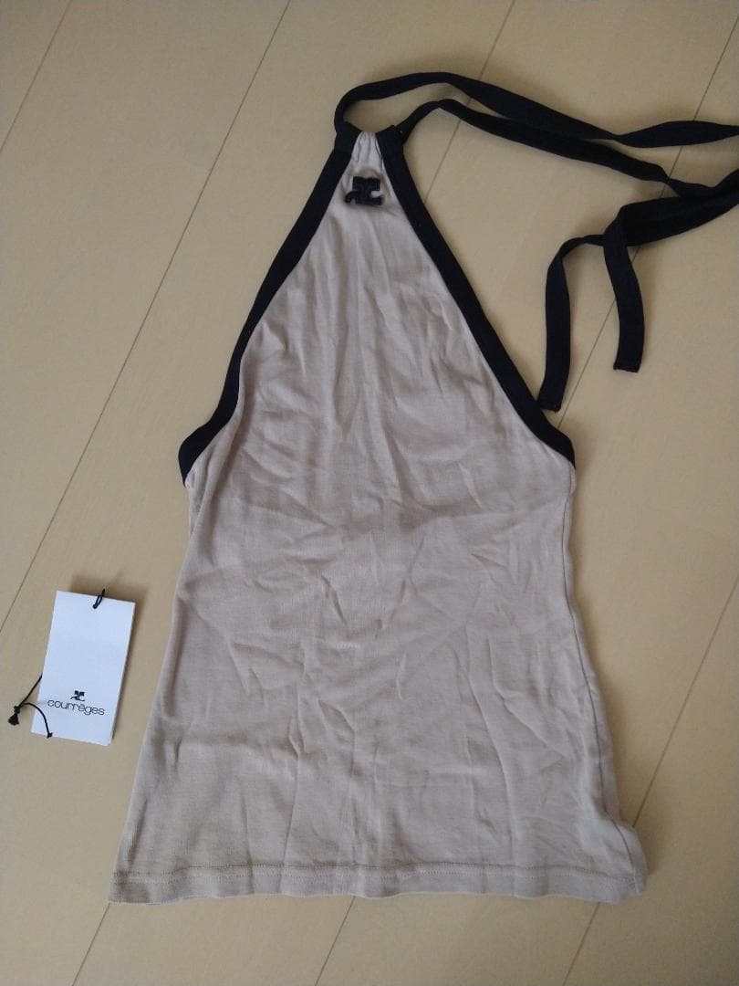 courrèges ベージュ タンクトップ S クレージュ　ホルターネック courreges（クレージュ） タンクトップ FITTED TANK TOP