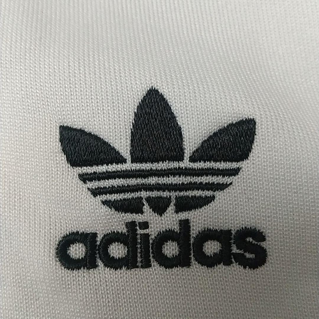 人気☆アディダス 刺繍ロゴ スリーライン トラックジャケット O 白×黒