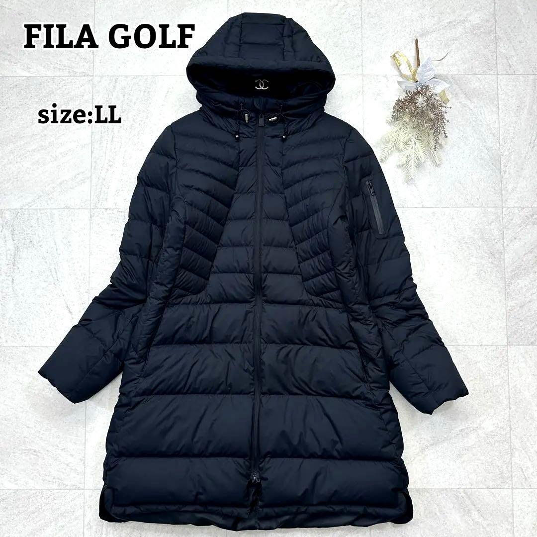 フィラゴルフ】ダウンコート ロング ロゴ刺繍 フード ダブルジップ LL