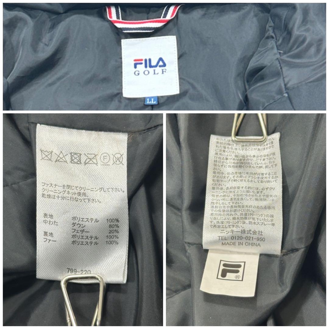 フィラゴルフ】ダウンコート ロング ロゴ刺繍 フード ダブルジップ LL