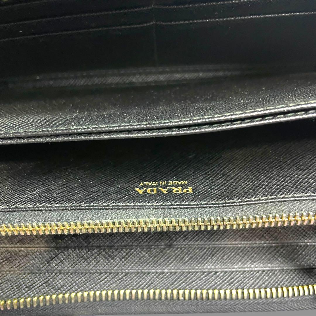 【高級】PRADA プラダ　ラウンドジップ　長財布　レザー　黒　三角ロゴ