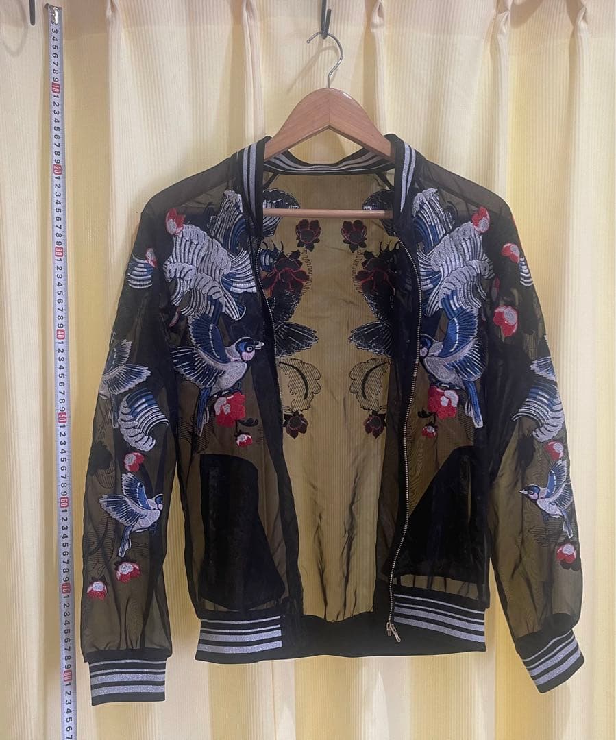 Ochirly(L)透けるスカジャンTATOO柄,春夏軽い,未使用に近い男女兼用 imgrc0142228647.jpg