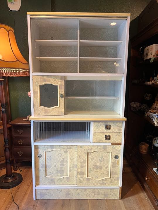 飾り棚 昭和レトロ 当時物 レトロポップ 花柄 インテリア 食器棚 水屋