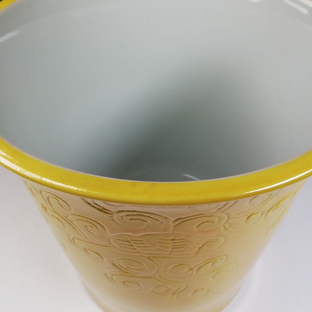 T720 水指 『黄交趾 棒の先』『膳所焼』『淡海ぜぜ陽炎園 造』 共