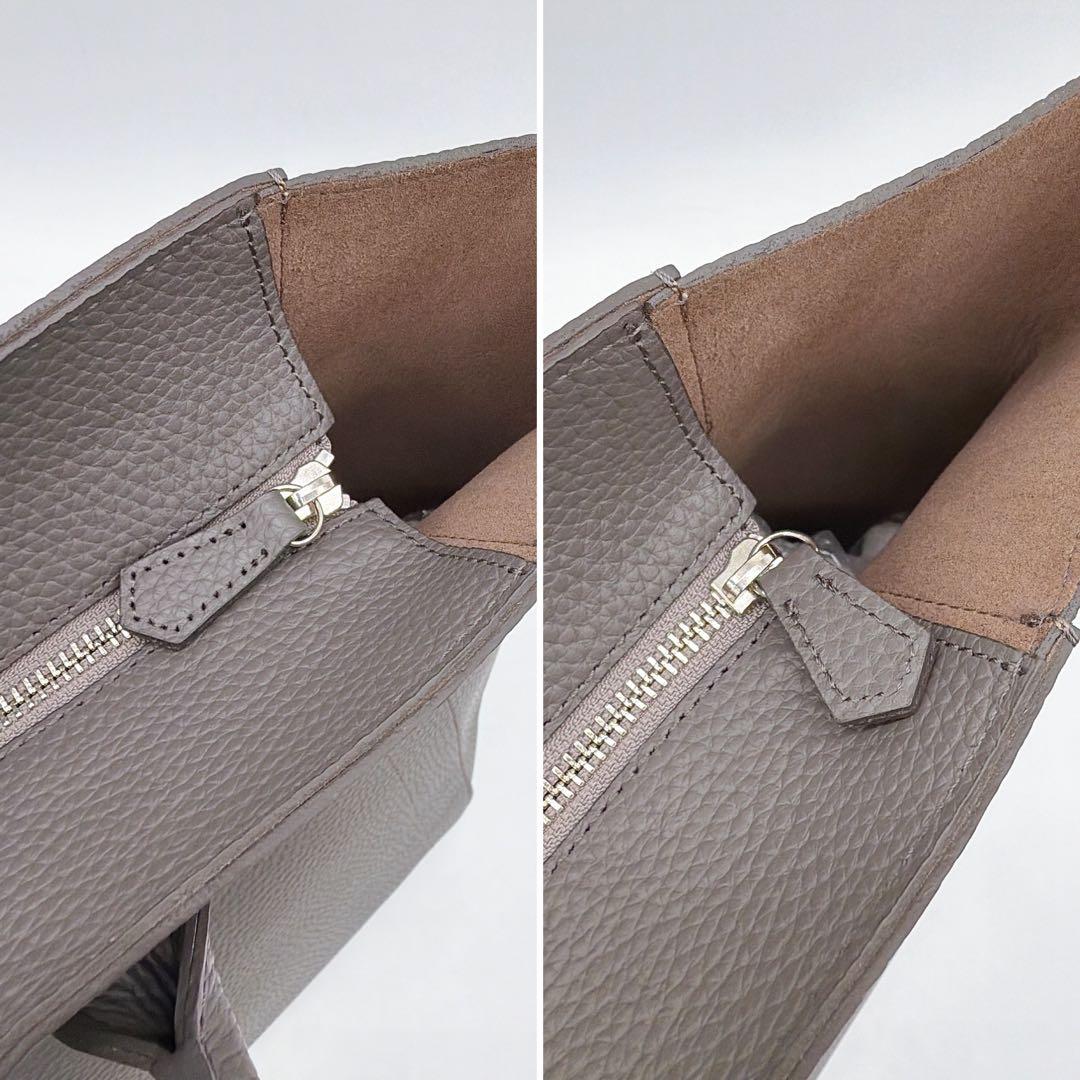 極美品【ユナイテッドアローズ】レザートートバッグ シボ革 大容量 zip