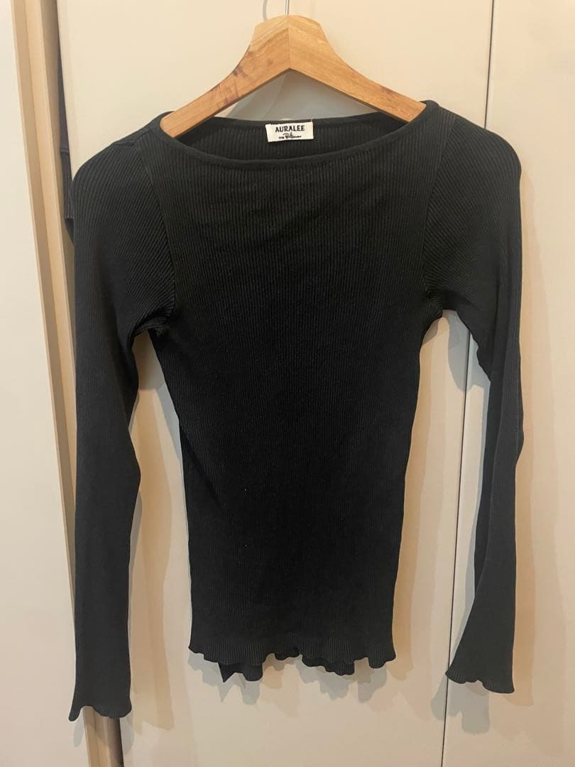 オーラリー ロンハーマン ギザボートネックプルオーバー ブラック