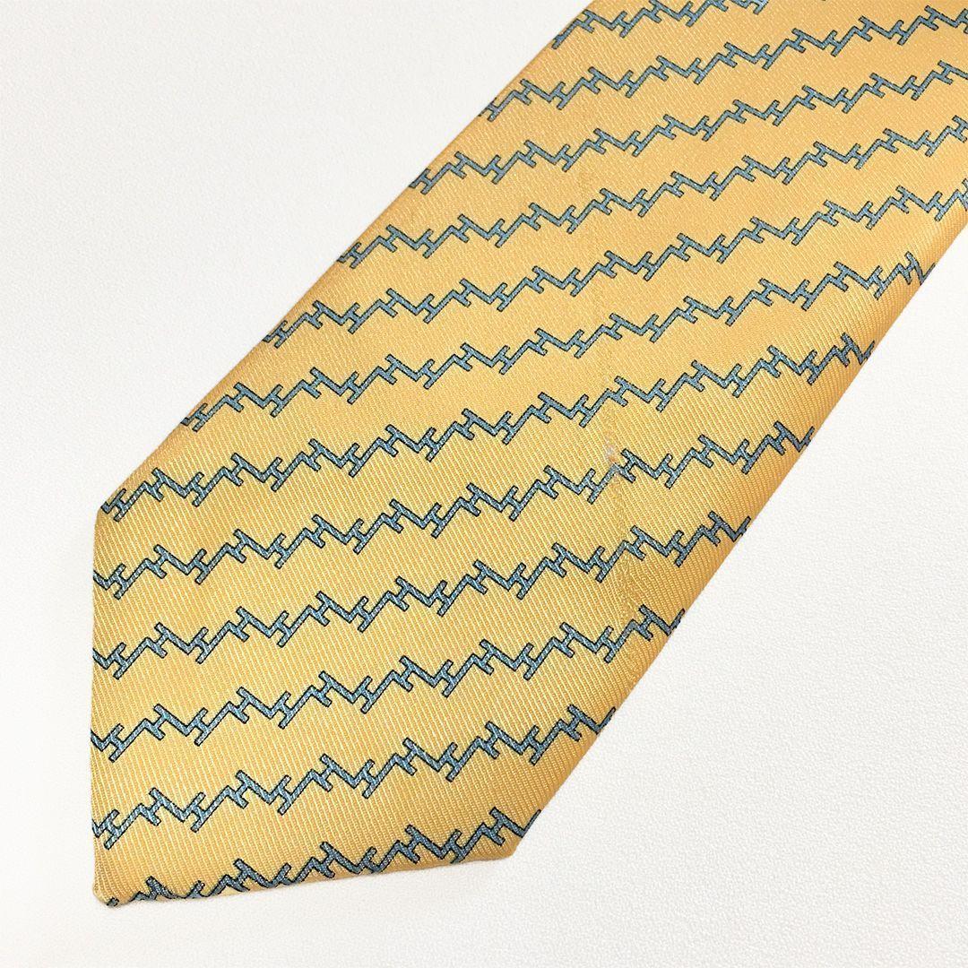 未使用級 エルメス HERMES ネクタイ シルク100% オレンジ H柄 - メルカリ