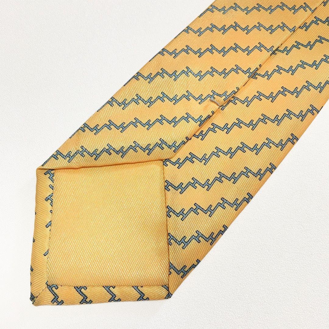 未使用級 エルメス HERMES ネクタイ シルク100% オレンジ H柄 - メルカリ