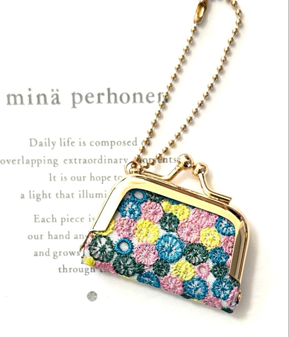 春色♪ミナペルホネン⚮̈skyfulスカイフル がま口チャーム Handmade