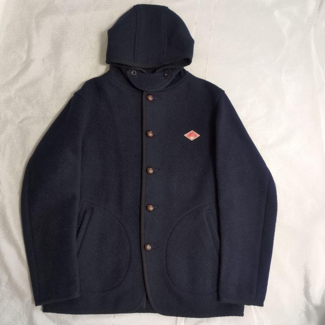 DANTON フード付きウールコート ネイビー - メルカリ