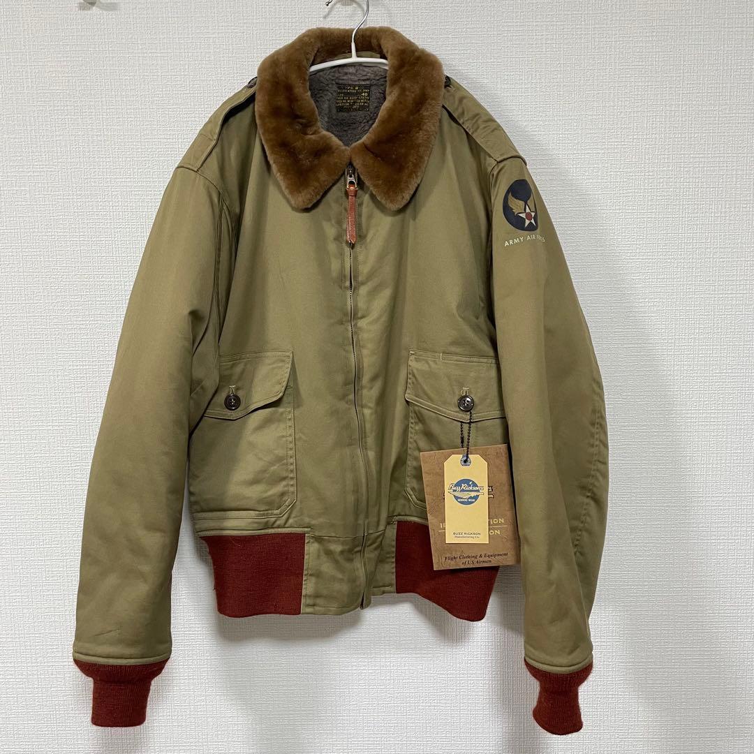 バズリクソンズ　USAF フライトジャケット　B-10 赤リブ　襟ボア　40 BUZZ RICKSON'S バズリクソンズ B-10 フライトジャケット 赤リブ仕様