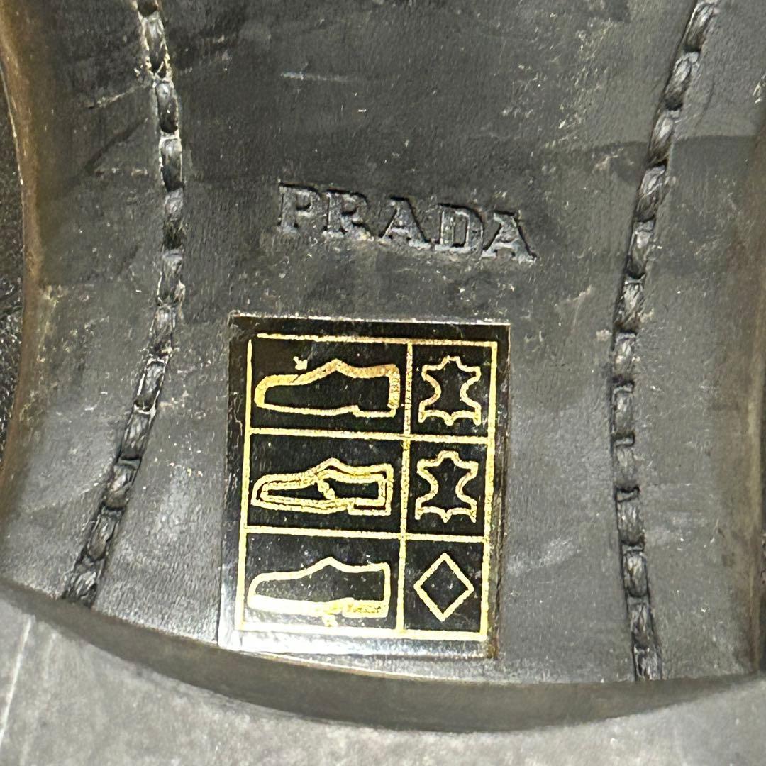 プラダ PRADA ゴールドプレートロゴ レザー ロングブーツ 23cm - メルカリ