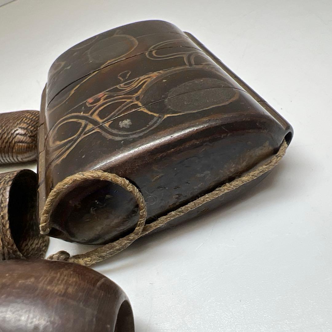 江戸時代 木製印籠、タバコ入 123g 東Y7-1204☆2Fタサオ