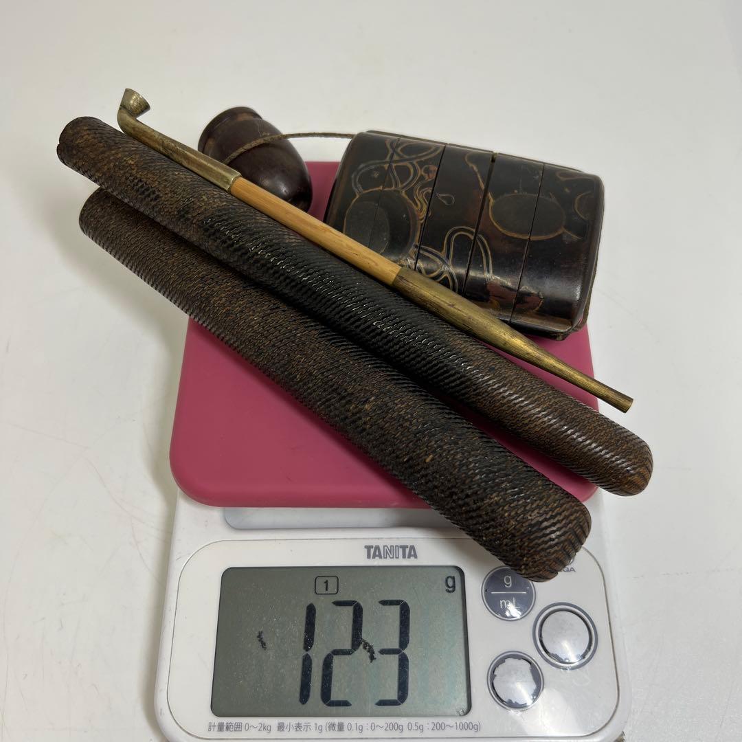 江戸時代 木製印籠、タバコ入 123g 東Y7-1204☆2Fタサオ