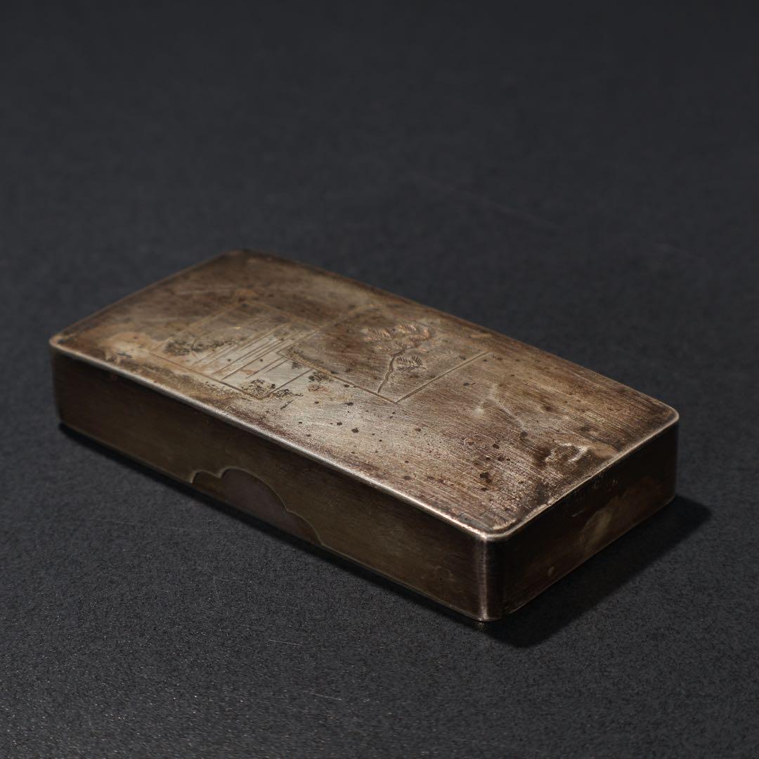 銀製 色紙文様 爪楊枝入れ 小物入れ アンティーク 6R1481K3