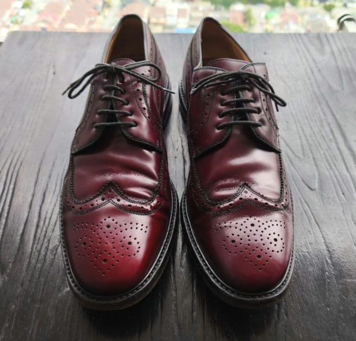 美品希少！Vintage SEBAGO バーガンディ ウイングチップ Alden オールデン 975 ロングウィングチップ コードバン バーガンディ サイズ