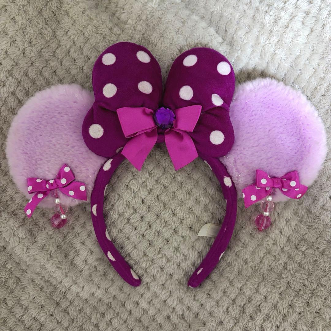 ディズニー カチューシャ ミニー イヤリング ピンク 紫 ディズニー