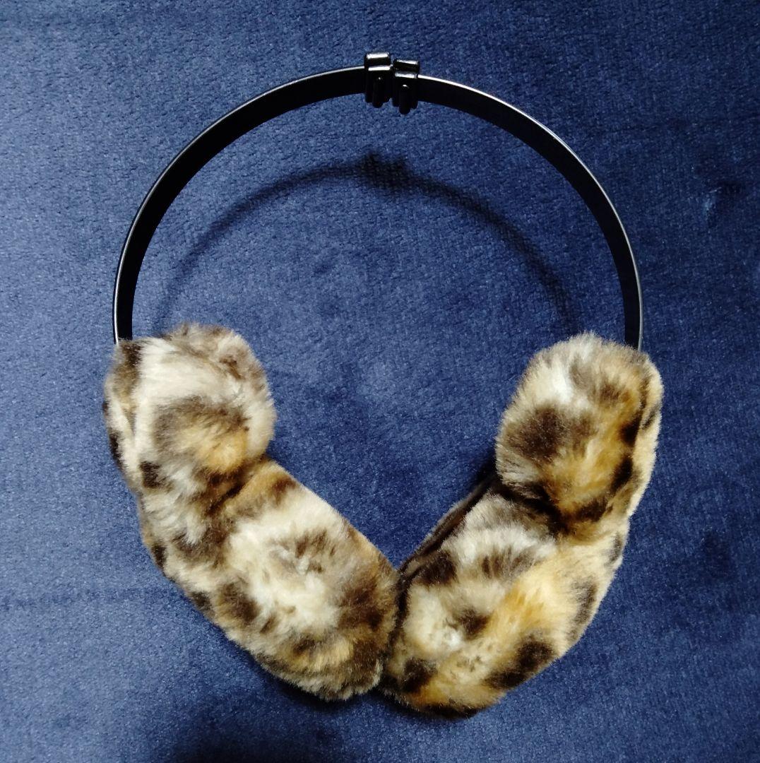 廃盤品 ディズニー ミッキー ヒョウ柄 イヤーマフ 耳あて ブラウン