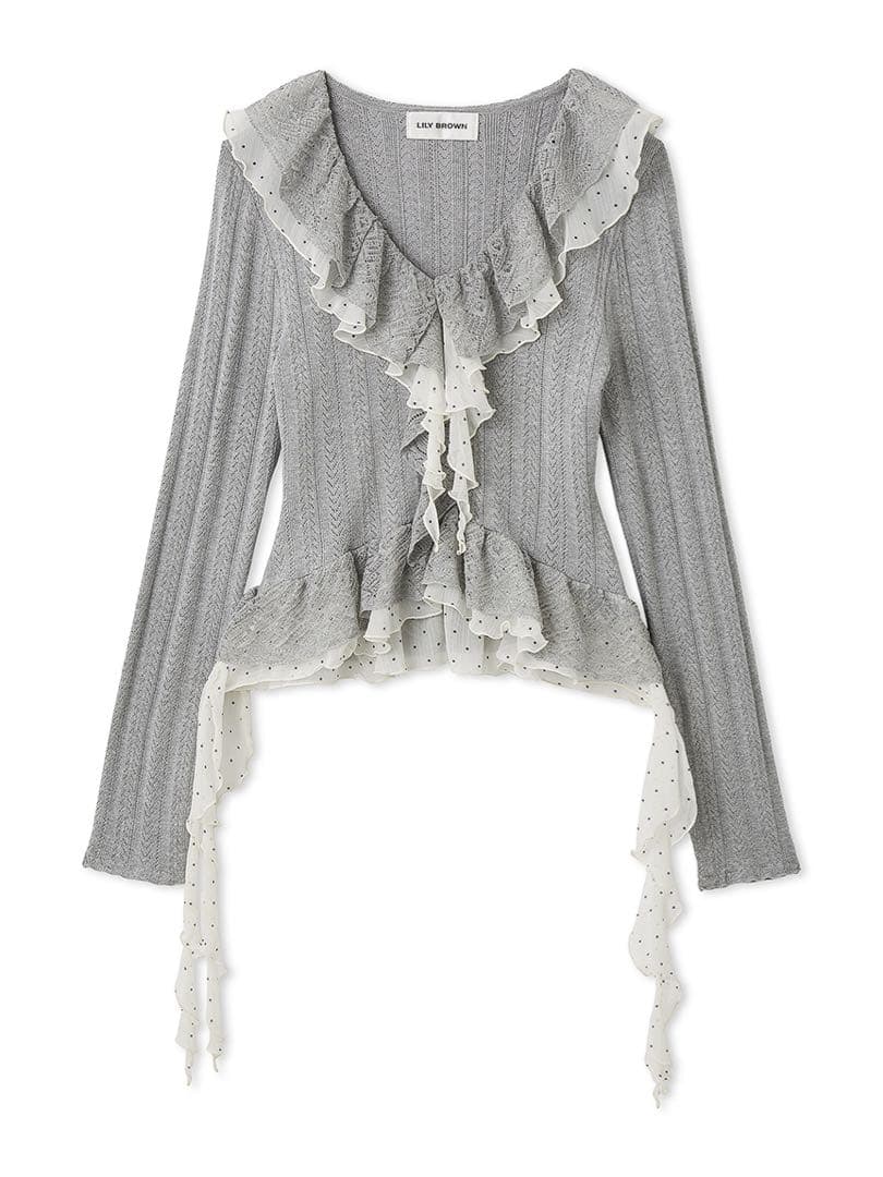 ボリュームフリルニットトップス　gry ボリュームフリルニットトップス（ニット/セーター）｜LILY BROWN