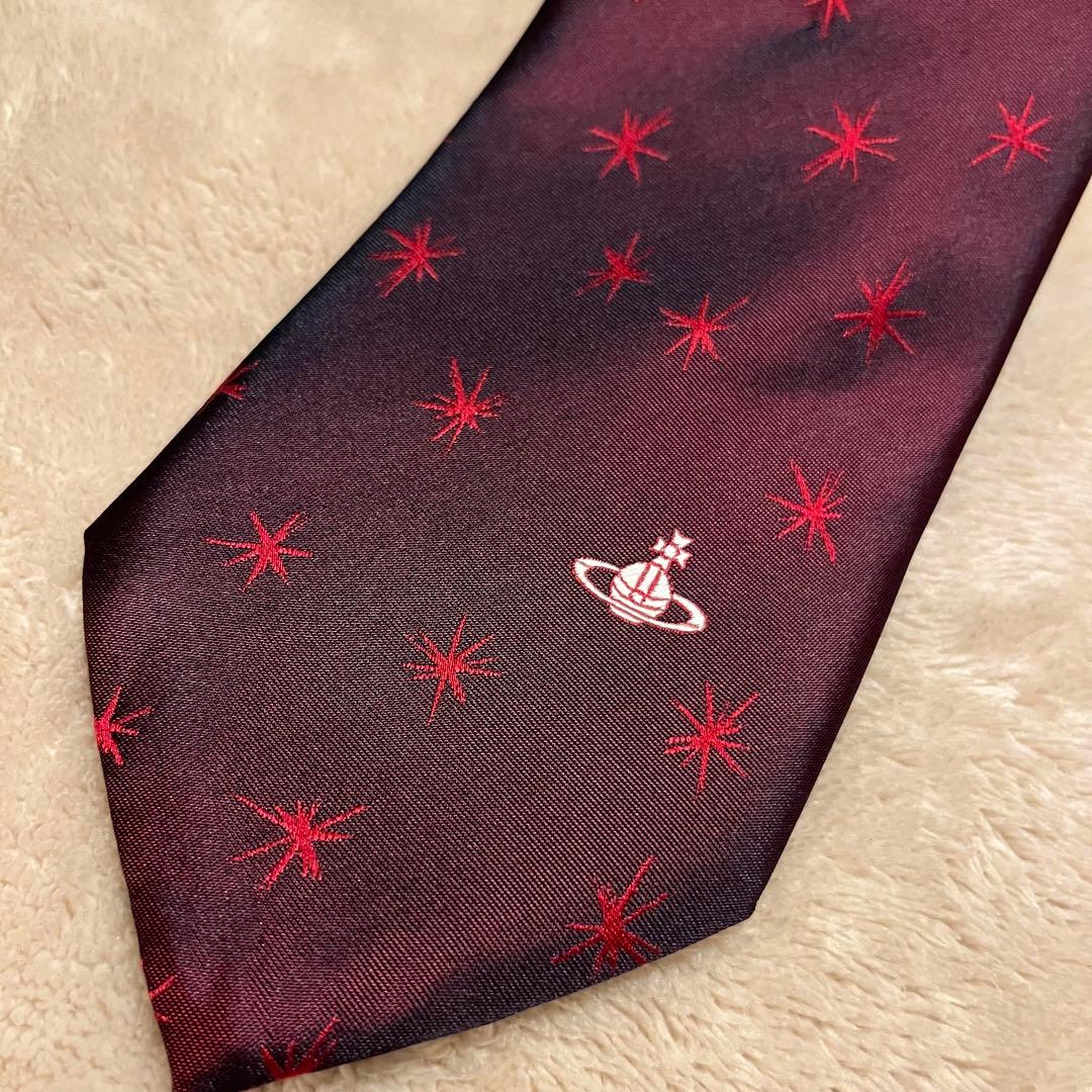 てきや【新品・未使用】希少　ヴィヴィアン　ネクタイ　オーブ　総柄　シルク