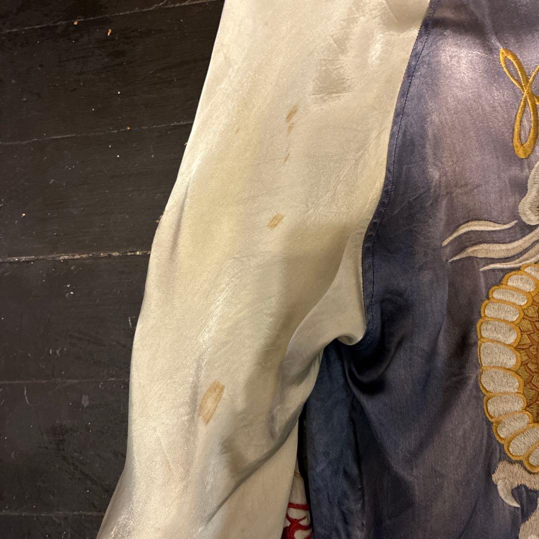 リバーシブルスカジャン双龍&舞妓&JAPAN Mapブルーフェードナス紺