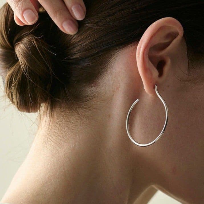 ete bijoux K18 SV925 ロウブラウン リグロウ フープ ピアス