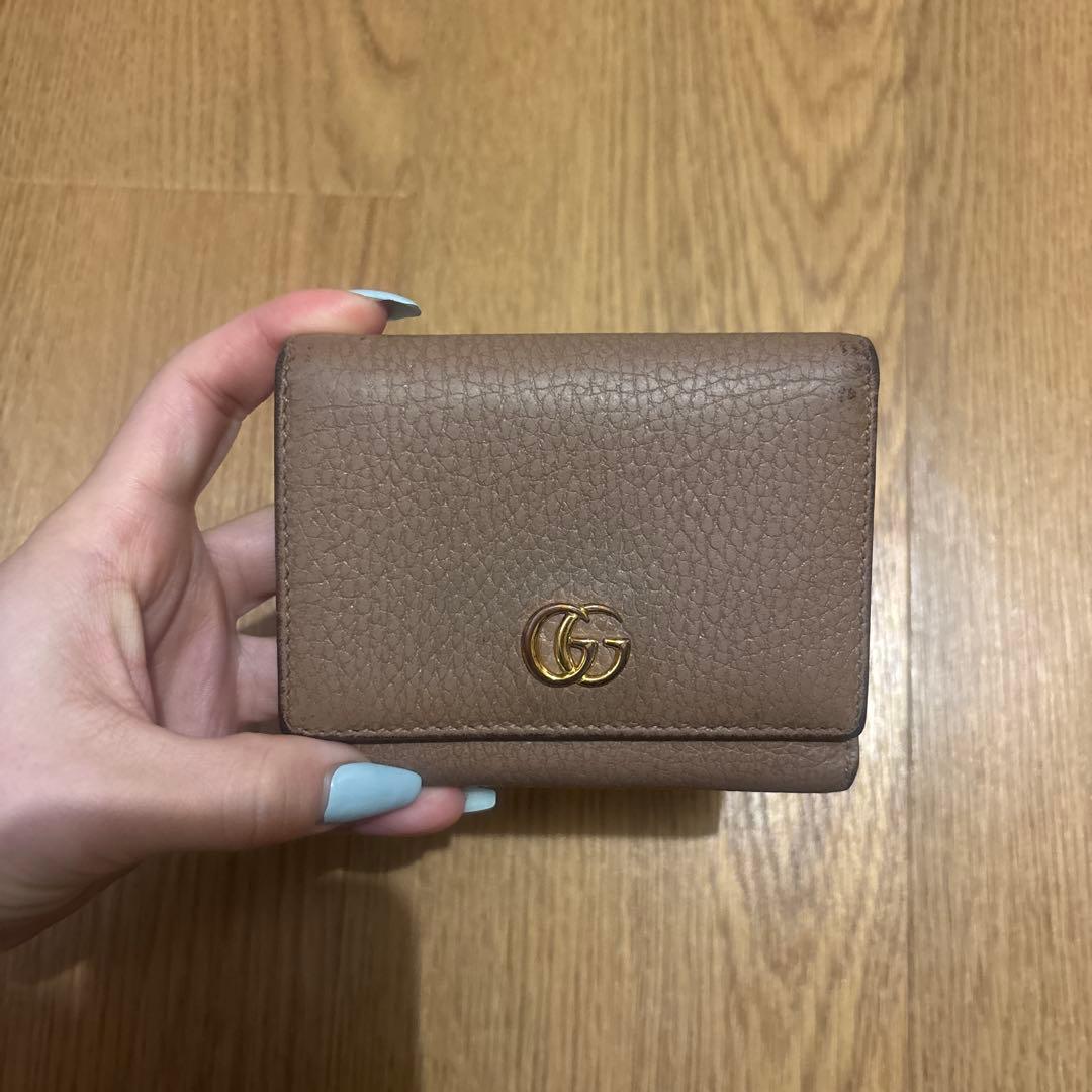 GUCCI GGマーモント 三つ折り財布　ピンクベージュ 楽天市場】【動画有】グッチ GUCCI GGマーモント コンパクトウォレット