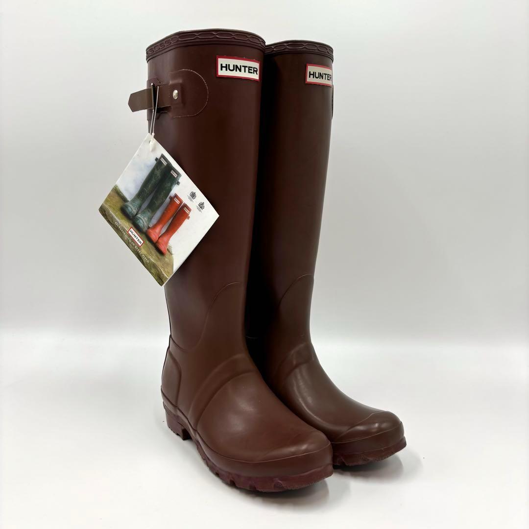 未使用タグ付き】HUNTER ハンター レインブーツ ロング ブラウン 茶